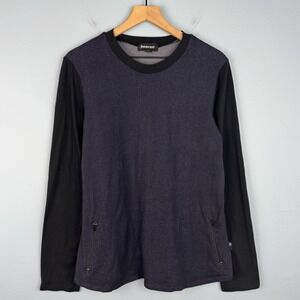 Betabrand Long Sleeve T-Shirt Zippered Pockets Crew Neck Women's‎ Navy Size XL